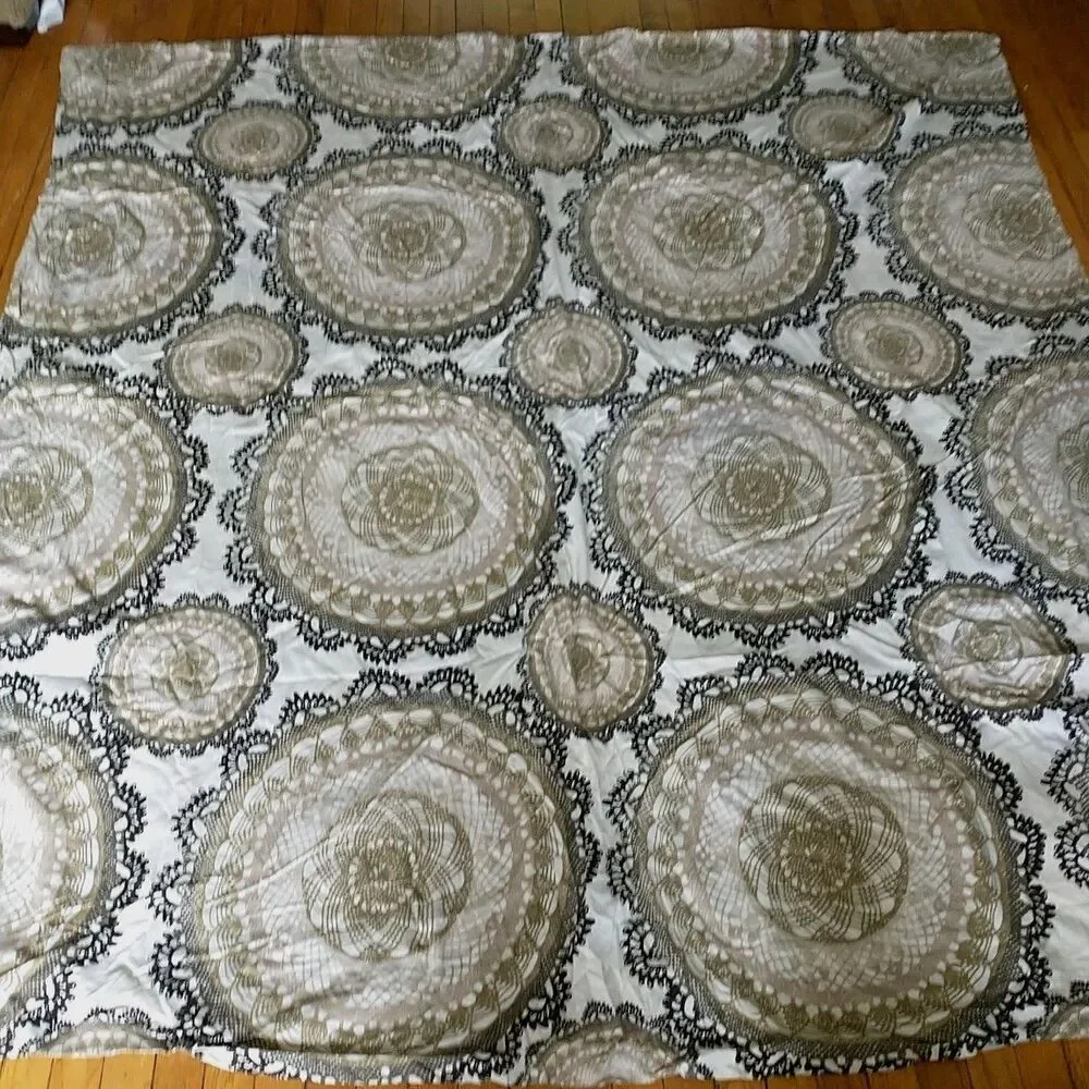Ikea Lyckoax Full Double Duvet Cover Cream Cream Beige Black Mandalas Medallions